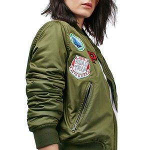 • Topshop Badged Bomber Jacket •